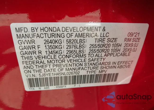 5J8YE1H45NL026702: 42419268