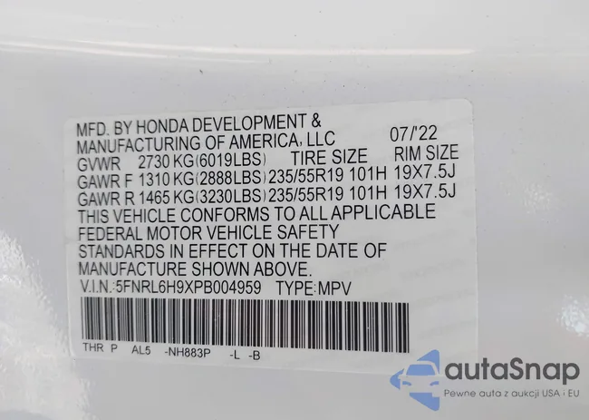 5FNRL6H9XPB004959: 42419270