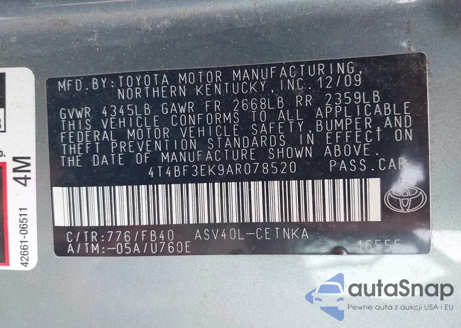 4T4BF3EK9AR078520: 42419347