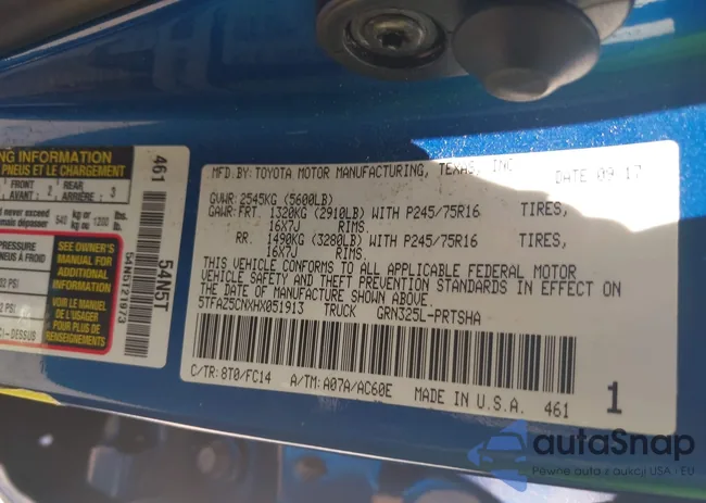 5TFAZ5CNXHX051913: 42418620