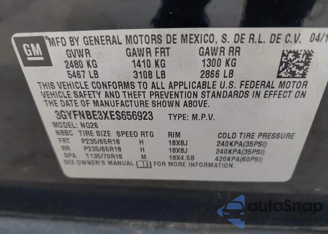 3GYFNBE3XES656923: 42418622