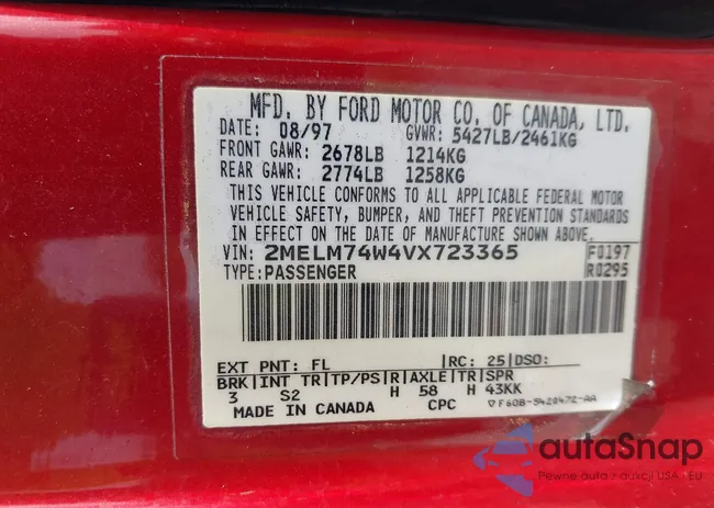 2MELM74W4VX723365: 42418646