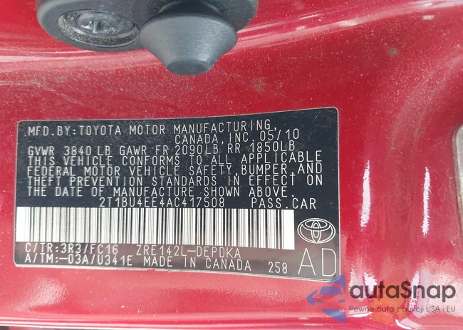 2T1BU4EE4AC417508: 42418687