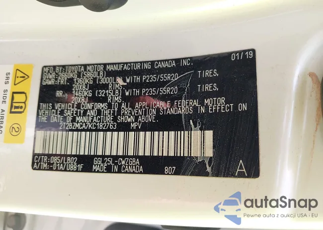 2T2BZMCA7KC182763: 42418779