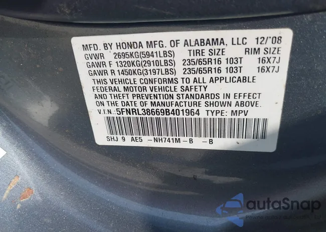 5FNRL38669B401964: 42420039