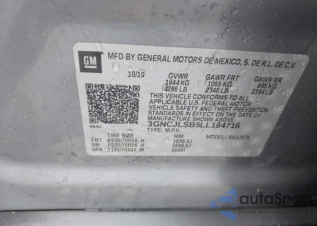 3GNCJLSB5LL184716: 42420100