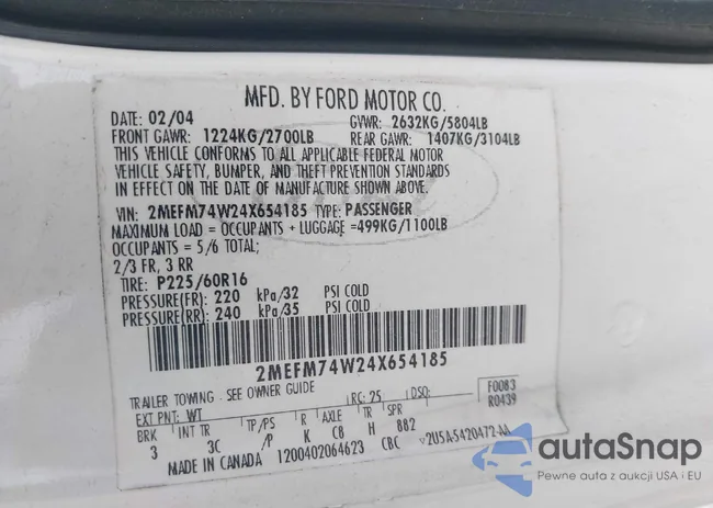 2MEFM74W24X654185: 42420101