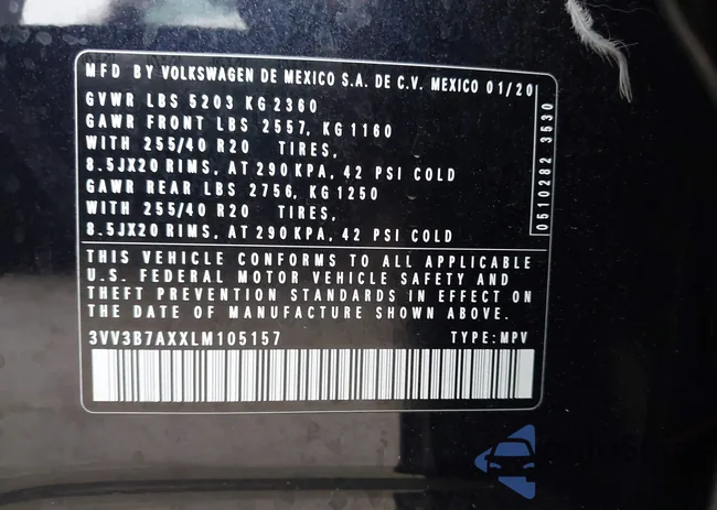 3VV3B7AXXLM105157: 42420109