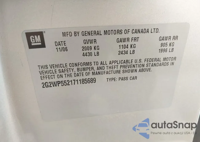 2G2WP552171185689: 42420161