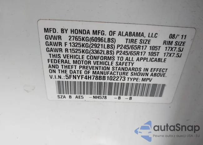 5FNYF4H78BB102273: 42420192