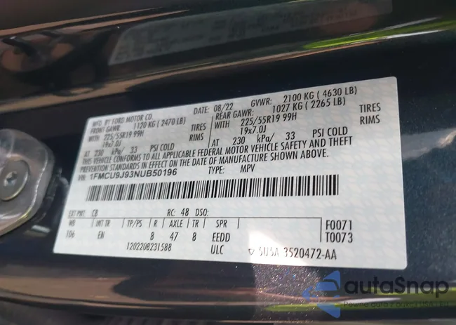 1FMCU9J93NUB50196: 42420209