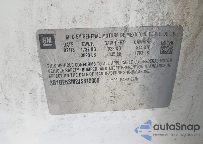 3G1BE6SM2JS613060: 42419612