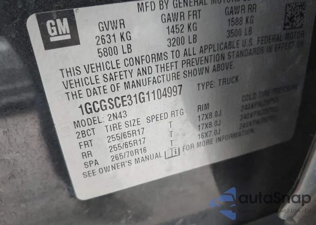 1GCGSCE31G1104997: 42419636