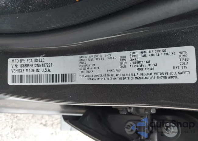 1C6RREBT2NN187227: 42419800