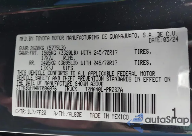 3TYKB5FN4RT006076: 42421046