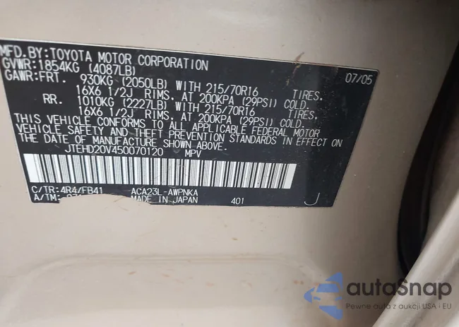 JTEHD20V450070120: 42421187