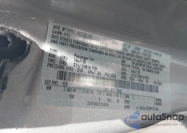 1FADP3F26JL266393: 42421259