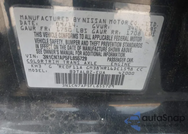 3N1CN7AP5FL855729: 42421401