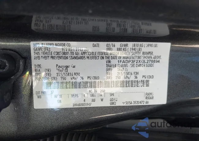 1FADP3F2XGL278894: 42420471