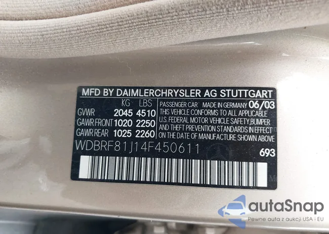 WDBRF81J14F450611: 42420473