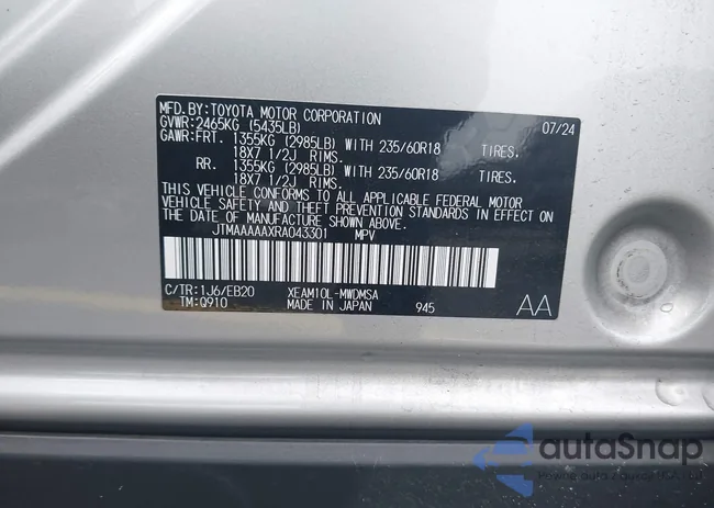 JTMAAAAAXRA043301: 42420654