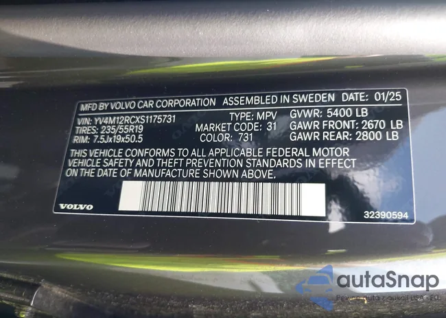 YV4M12RCXS1175731: 42421989