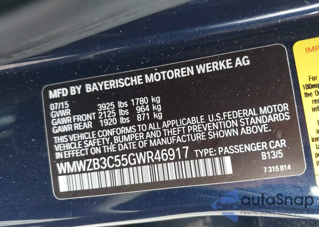 WMWZB3C55GWR46917: 42421995