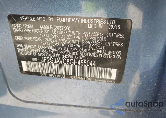 JF2SJAVC8GH455044: 42422141