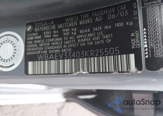 WBAEV33403KR25505: 42422229