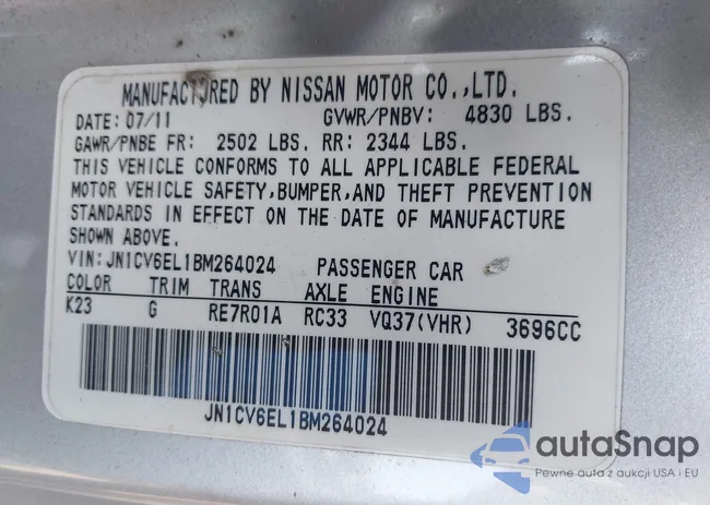 JN1CV6EL1BM264024: 42421716