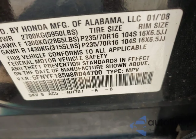 5FNYF18598B044700: 42422904