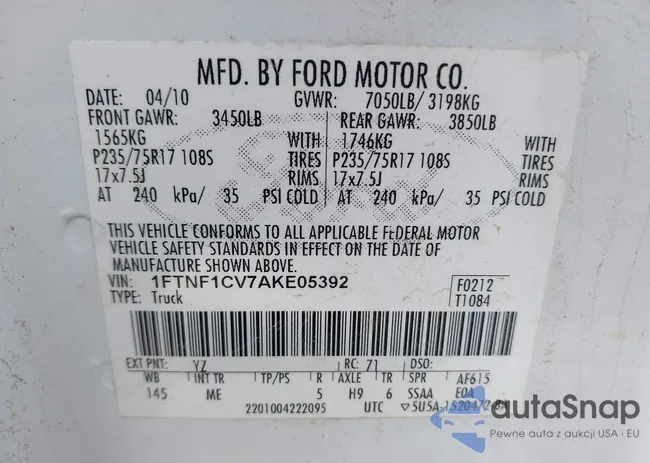 1FTNF1CV7AKE05392: 42422998