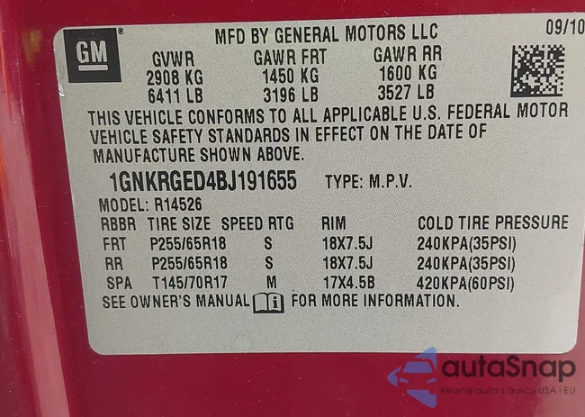 1GNKRGED4BJ191655: 42423055