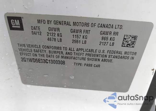 2G1WD5E33C1300308: 42423139