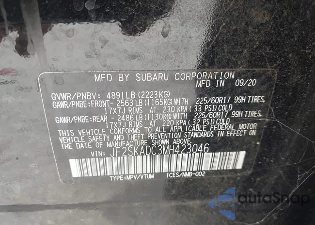 JF2SKADC3MH423046: 42423416