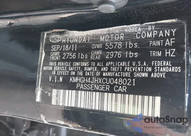 KMHGH4JHXCU048021: 42423427