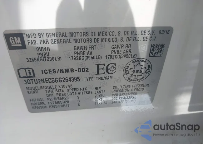 3GTU2NEC5GG264395: 42422618