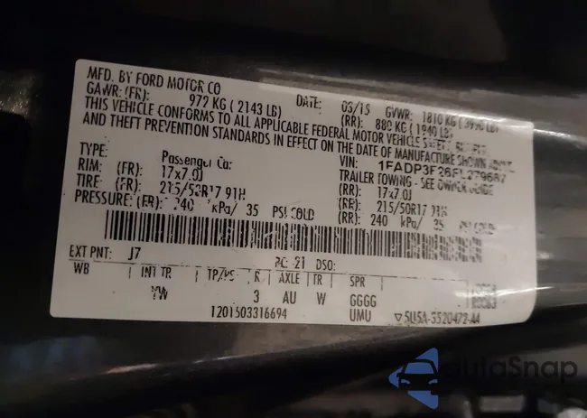 1FADP3F26FL279667: 42422726