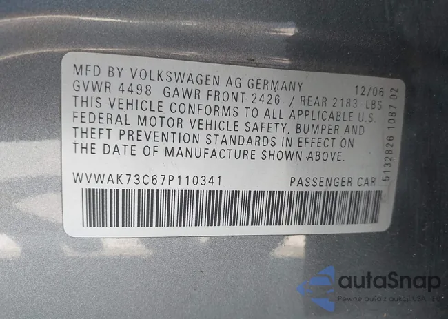 WVWAK73C67P110341: 42422779