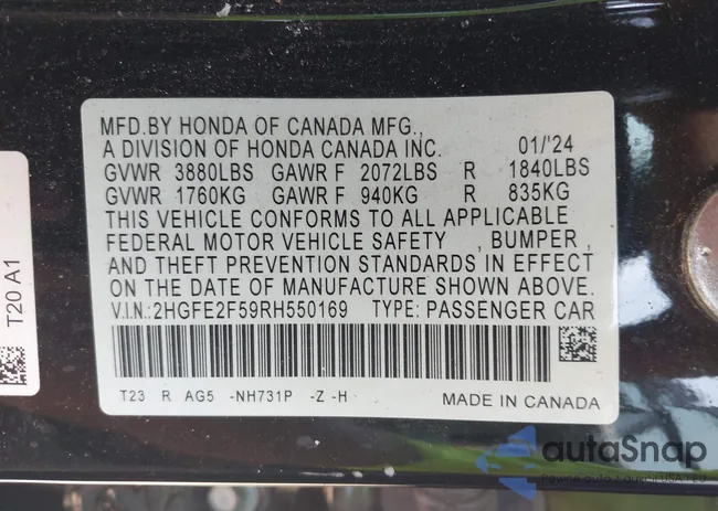 2HGFE2F59RH550169: 42423994