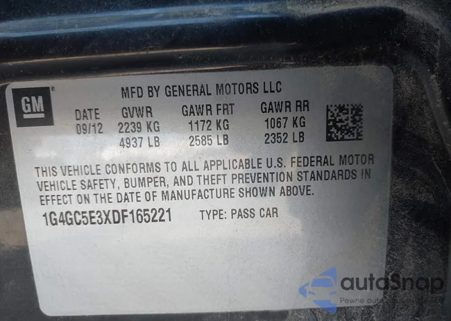 1G4GC5E3XDF165221: 42424062