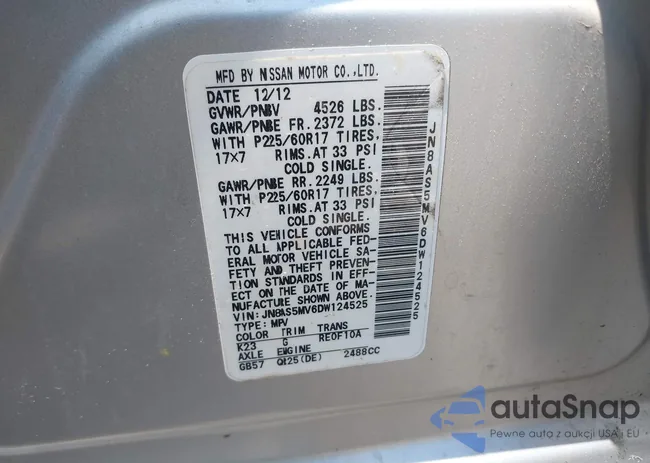 JN8AS5MV6DW124525: 42424117