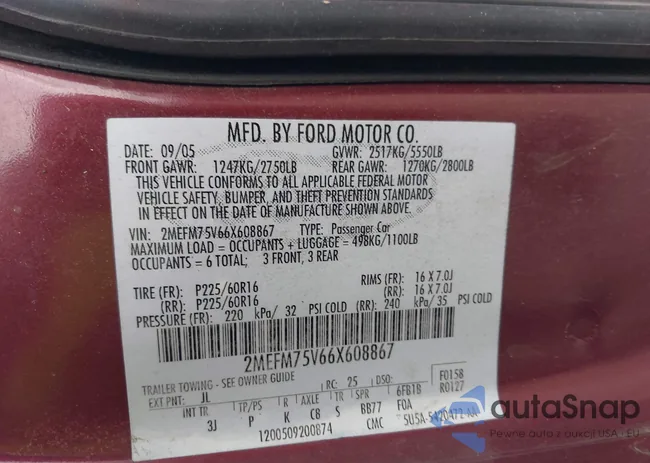 2MEFM75V66X608867: 42424194