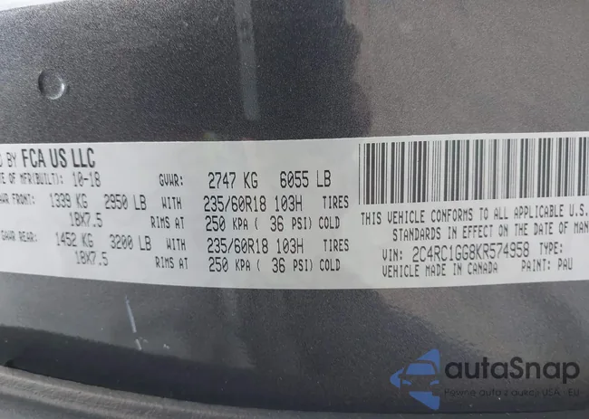 2C4RC1GG8KR574958: 42424212