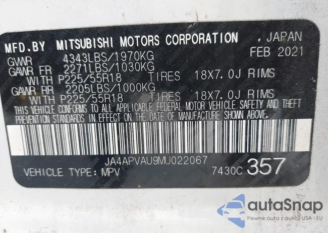 JA4APVAU9MU022067: 42424354