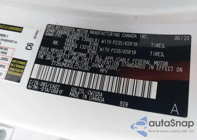 2T2HZMDA5LC245367: 42424363