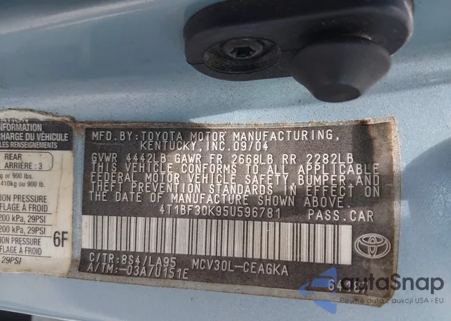 4T1BF30K95U596781: 42423493