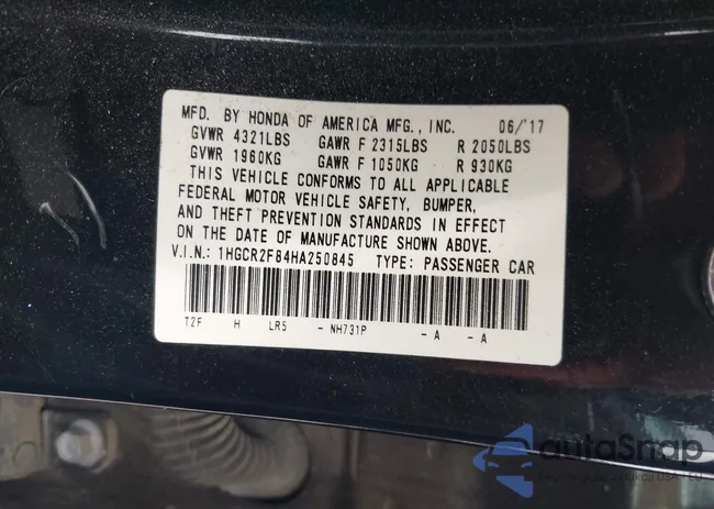 1HGCR2F84HA250845: 42423497