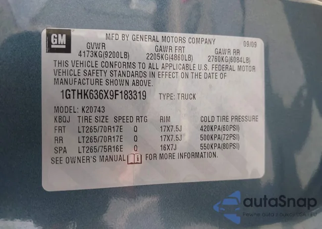 1GTHK636X9F183319: 42423564