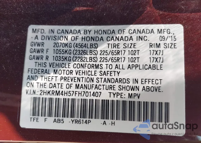 2HKRM4H57FH701407: 42423716